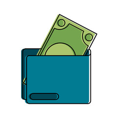 wallet with money coming out icon image vector illustration design 