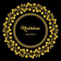 Floral ornamental frame in traditional russian style. Khokhloma painting. Vector Illustration