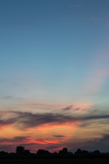Sunrise clouds rural sky.
