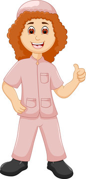 handsome islamic man cartoon thumb up