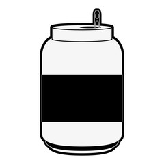 soda beverage in open can with blank label  icon image vector illustration design  black and white