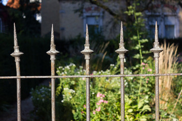 fences and gazebo in historical city