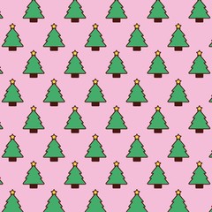 seamless pattern christmas tree pine star celebration