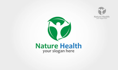 Nature Health Logo Template. It's a nature logo, made from leaves, but we also look a human figure. it's good to symbolize a natural product, herbal product, spa services, and other natural healthy.
