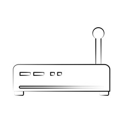 wifi router icon image vector illustration design  black sketch line
