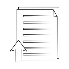 document with upload arrow icon image vector illustration design  black sketch line