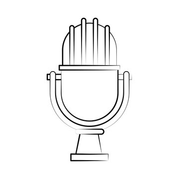 vintage microphone icon image vector illustration design  black sketch line