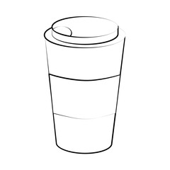 disposable cup coffee beverage icon image vector illustration design  black sketch line