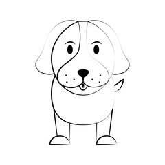 Fototapeta premium dog cartoon frontview icon image vector illustration design black sketch line