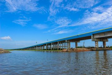 Fototapeta na wymiar Bridge at Thalay Noi Waterfowl Park,Phatthalung,Thailand