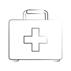 first aid kit healthcare icon image vector illustration design  black sketch line