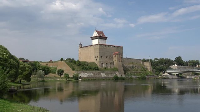 View of Herman's castle on the border of Estonia and Russia