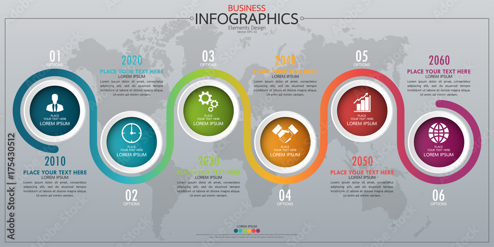 Poster infographic business horizontal timeline process chart template. vector modern banner used for prese
