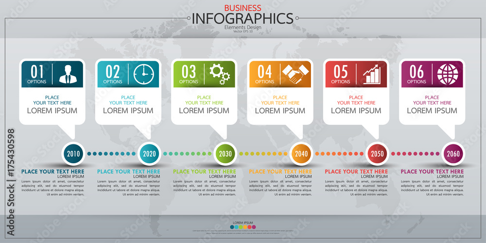 Poster infographic business horizontal timeline process chart template. vector modern banner used for prese