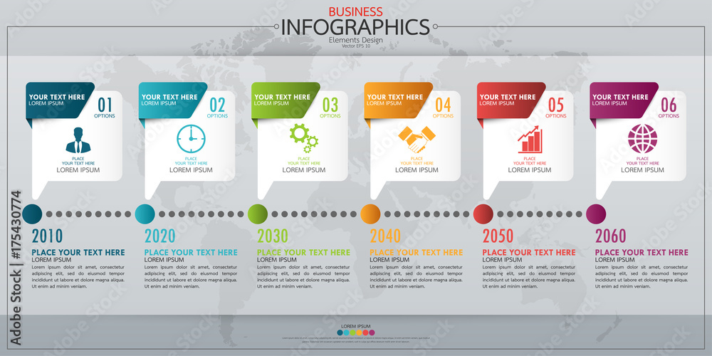 Poster infographic business horizontal timeline process chart template. vector modern banner used for prese