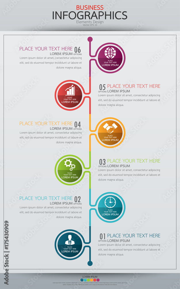 Poster infographic business vertical timeline process chart template. vector modern banner used for present