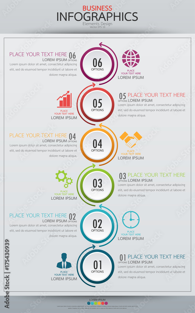 Poster infographic business vertical timeline process chart template. vector modern banner used for present
