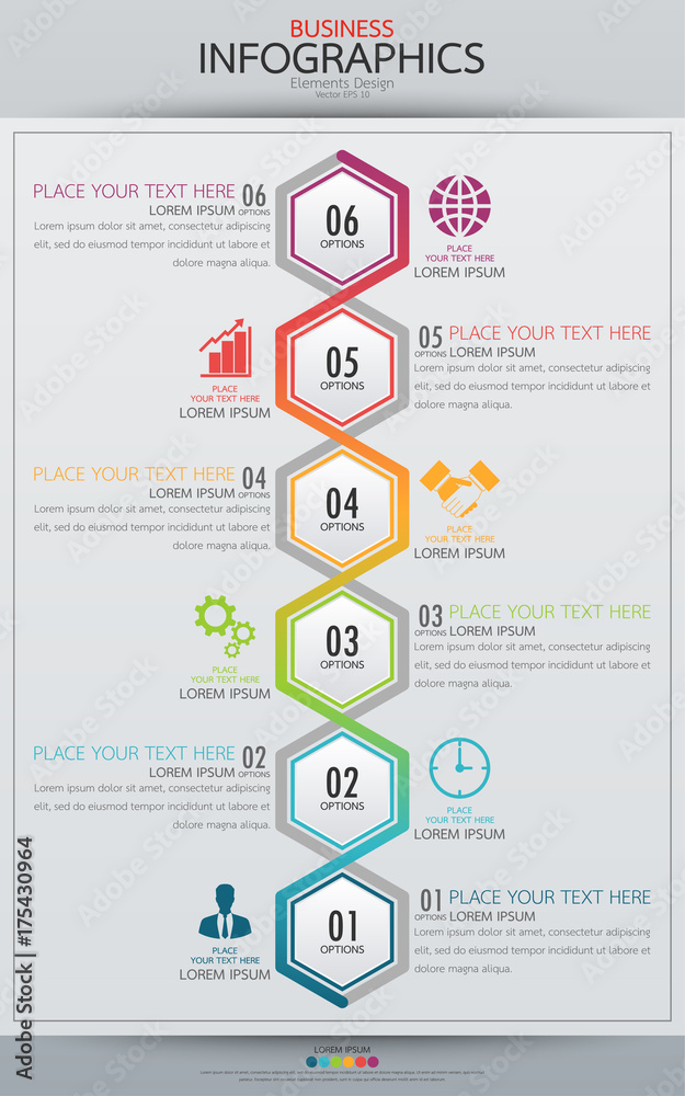 Poster infographic business vertical timeline process chart template. vector modern banner used for present