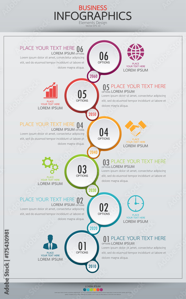 Poster infographic business vertical timeline process chart template. vector modern banner used for present