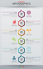 Infographic business vertical timeline process chart template. Vector modern banner used for presentation and workflow layout diagram, web design. Abstract elements of graph options.