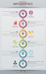 Infographic business vertical timeline process chart template. Vector modern banner used for presentation and workflow layout diagram, web design. Abstract elements of graph options.