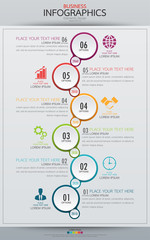Infographic business vertical timeline process chart template. Vector modern banner used for presentation and workflow layout diagram, web design. Abstract elements of graph options.
