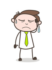 Sad Cartoon Manager Face Expression Vector Illustration