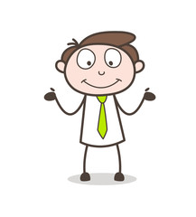 Smiling Businessman Showing Empty Hands Vector Illustration