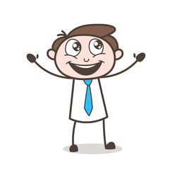 Excited Cartoon Seller Face Expression Vector Illustration