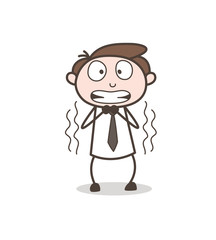 Cartoon Employee Trembling in Fear Vector Illustration