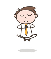 Young Insurance Agent Doing Yoga Vector Illustration