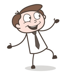 Funny Young Student Dancing Pose Vector Illustration