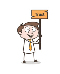 Young Boy with Placard Banner Vector Illustration