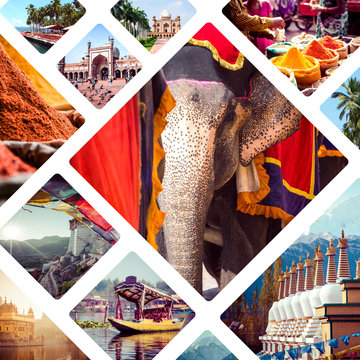 Collage of India images - travel background