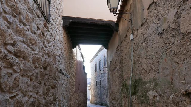 medieval alley in the historic center of the city of Zamora, Spain. Tilt