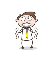 Cartoon Worker Shivering in Fear Vector Concept