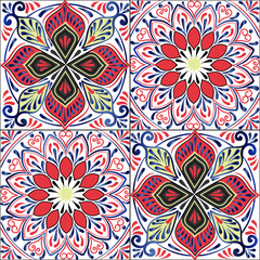Colorful floral seamless pattern from squares