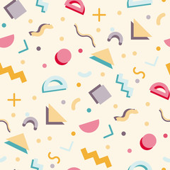 Memphis abstract textures geometric ornament background vector illustration seamless pattern