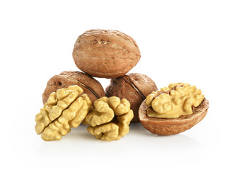 Walnuts isolated on white background. With clipping path.