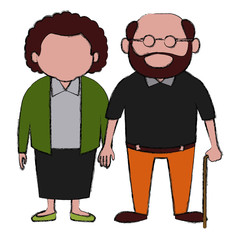 Cute grandparents couple cartoon icon vector illustration graphic design
