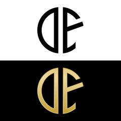 of initial logo circle shape vector black and gold