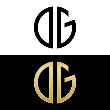 og initial logo circle shape vector black and gold