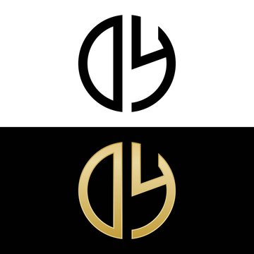 oy initial logo circle shape vector black and gold