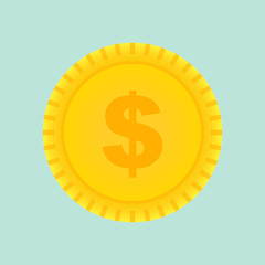 Gold coin icon on green background