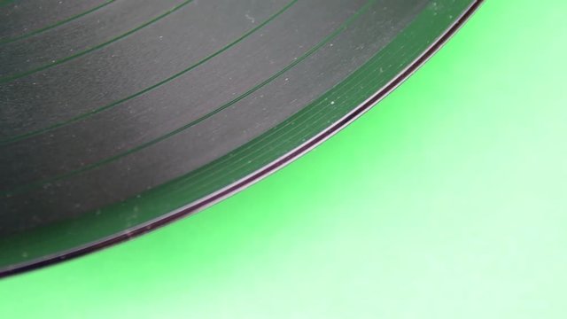 Rotating vinyl record. Closeup. Vintage vinyl record.
