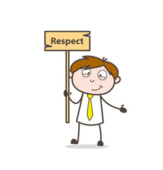 Cartoon Salesman with Placard Ad Board Vector