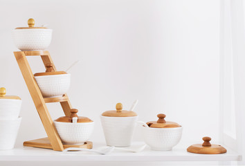 containers for spices on the shelf