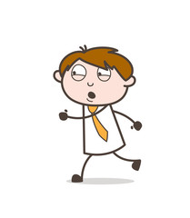 Running Office Employee in Hurry Vector Illustration