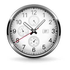 Clock. Metal chronograph with arabic numerals