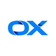 ox logo initial logo vector modern blue fold style